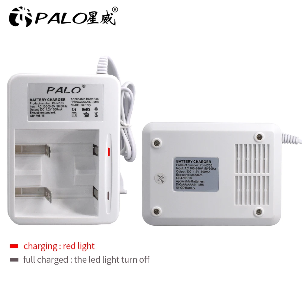 

PALO LED display Smart battery Charger for AA AAA SC C D Size Rechargeable Battery 1.2V Ni-MH Ni-CD Fast Charger
