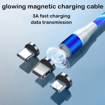 

3A magnetic fast charging cable glowing Luminous Lighting Data cable