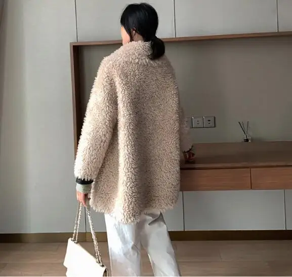 Real Fur Coat Female Wool Jacket Autumn Winter Coat Women Clothes Korean Vintage Sheep Shealring Tops ZT4242