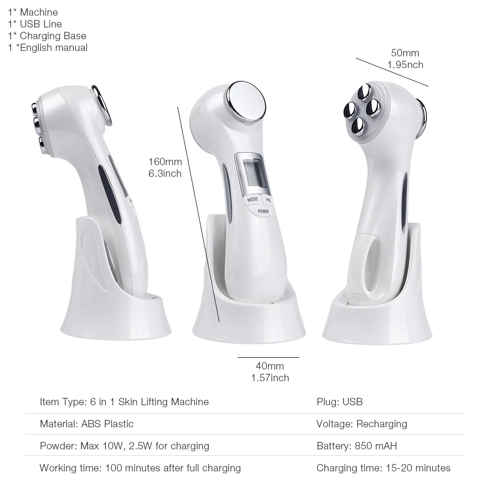  Microcurrent Massager Face Lift Facial Massager For Face Massager LED RF Photon Therapy Facial Mass - 4000335911389