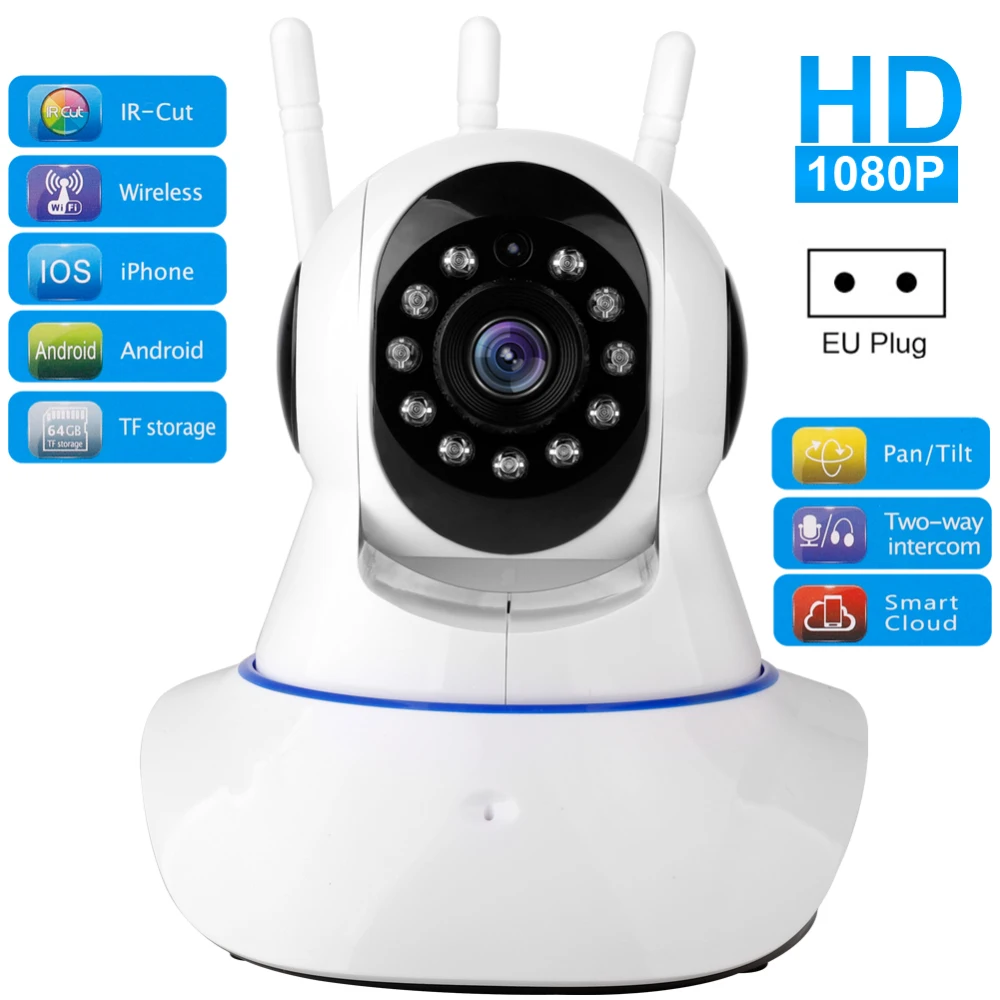 EU PLUG 2 млн пикселей CMOS беспроводная камера 1080P 1920x1080 IP умная домашняя камера видеонаблюдения CCTV Wifi сетевая камера V380 - Цвет: EU PLUG