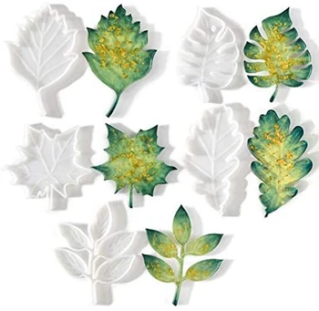 

Resin Molds, 5 PCS Coaster Mold with Leaf Shape Silicone Resin Mold, Silicone Molds for Epoxy Resin Casting for Making Coasters,