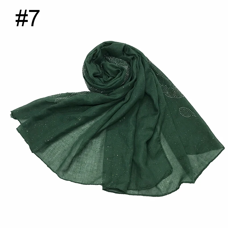 number 7 Модный шарф, платок, женские шарфы, пашмины, бусины, мусульманский шарф, необычный, вискоза, хиджаб, шарф, бандана, элегантный, глушитель, 10 шт \ Лот - Цвет: number 7