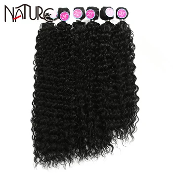 

Natural Hair Weave Afro Kinky Curly Hair Bundles High Temperature Fiber 50-60 CM Ombre Blonde Wavy Synthetic Hair Extensions