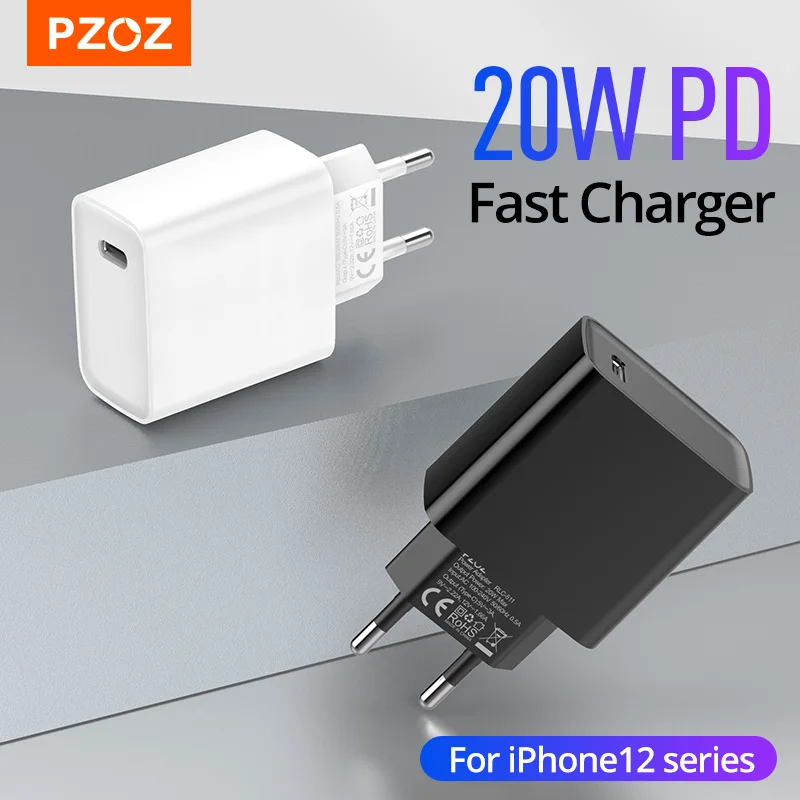 PZOZ 20W de carga rápida Usb-C cargador para iphone 12 Pro MAX 12 Mini 11 Xs PD cargador para los AirPods Max aire iPad 4 2021 IPAD pro