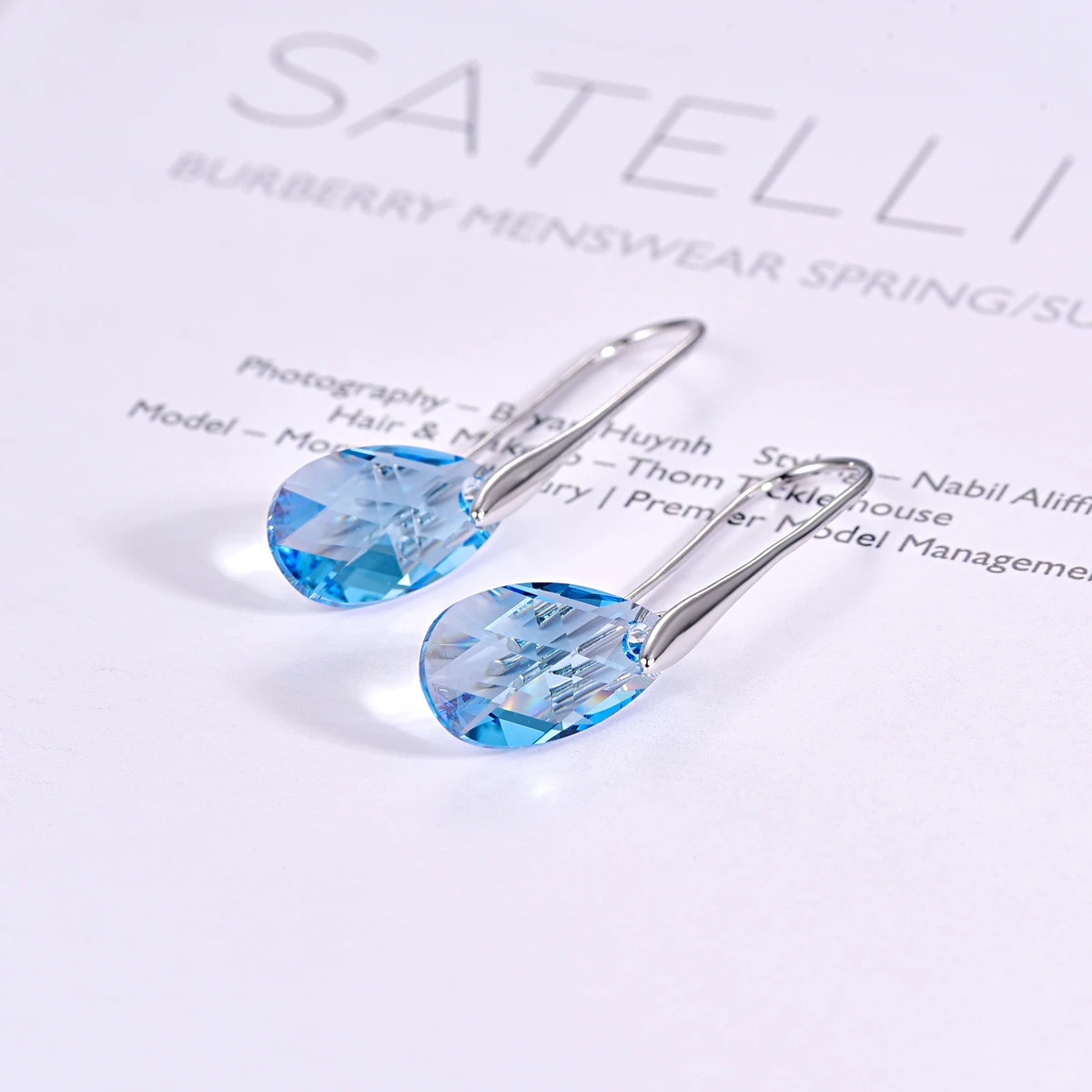 Aqua Blue Серьги-капли воды для женщин новые модные Кристаллы от SWAROVSKI серебряный цвет кулон серьги-капельки с имитацией листьев ювелирные изделия подарок для девочки - Окраска металла: Aqua Blue