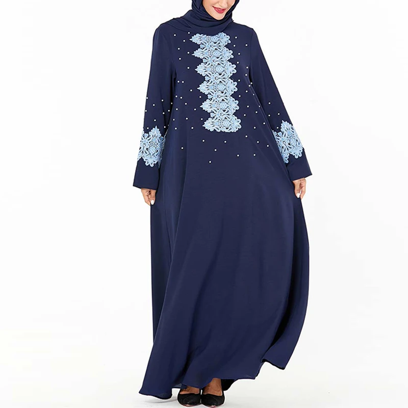 blue dress Дубай абаи хиджаб мусульманское платье кафтан женщины абайя Турецкая платья Омани кафтан Marocain ислам Donna Kleding ислам ic одежда - Цвет: blue dress