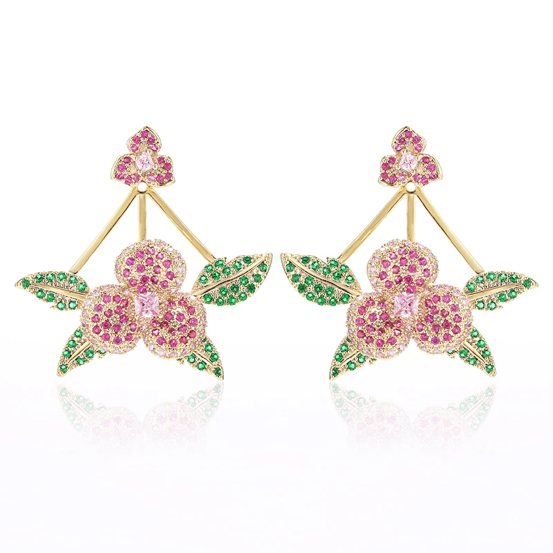 Серьги женские с золотым покрытием ювелирные украшения блестящим кубическим