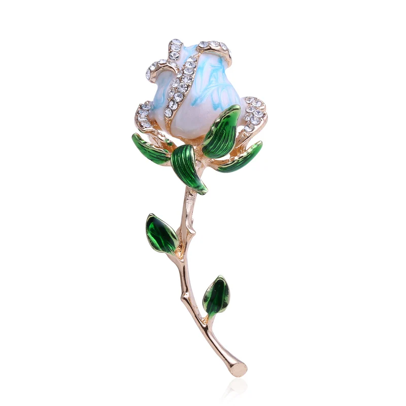 Enamel Rhinestone Rose Flower Brooches For Women Lady Fashion Luxury Pin Spring Summer Design 4 Colors Available Gift | Украшения и