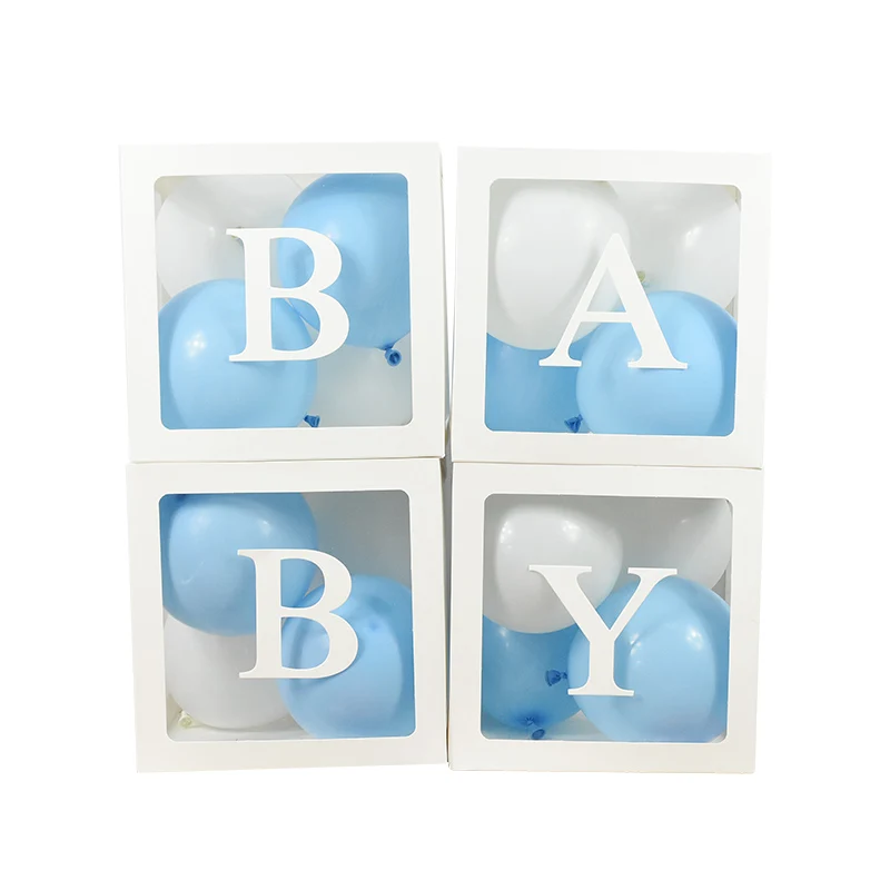 4 шт./компл. прозрачный и надписью «Love» для коробка для Baby Shower или для вечеринки по случаю украшения 1st День рождения Детские подарки для мальчиков девочек детские праздничные шары Коробки