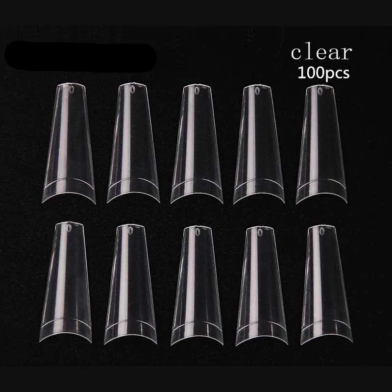 clear 100 шт./упак., накладные ногти, естественный вид/белые половинки полное покрытие гроб ногтей длинные Французский маникюр Сделай Сам Профессиональный маникюрные инструменты для ногтей - Цвет: clear