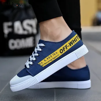 

New 2019 Fashion Adult Sneakers Men Canvas Shoes Blue Breathable Classic Men's Casual Shoes Low Top Non-slip Male Flats Shoes