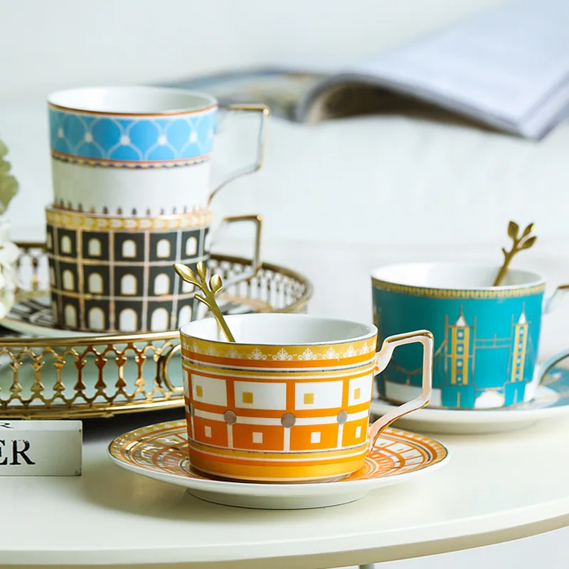 British Coffee Cup and Saucer Personalized Ceramic Tea Cup Set Family