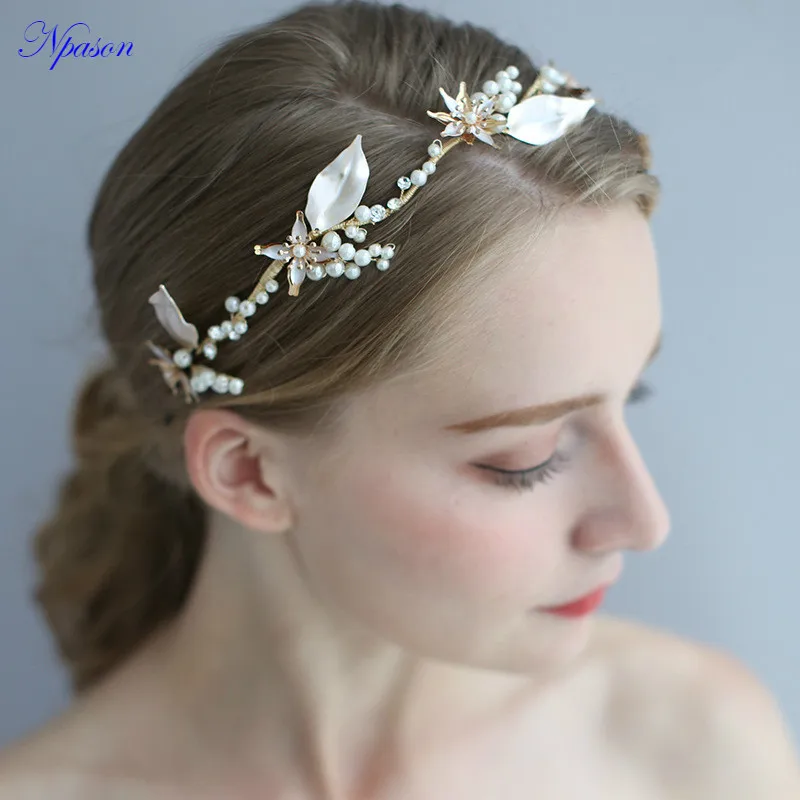 

Wedding Hair Accessories Bridal Hair Ornaments Pearl Hairband Bride Headwear Simple Design Charming Women Tiara Hot Sell D2328