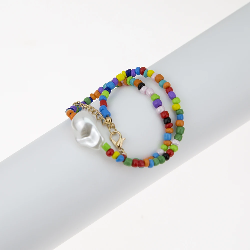 

Fashion exquisite colored resin beading with Imitation pearl choker for women elegant chic ladies everyday necklace wholesale