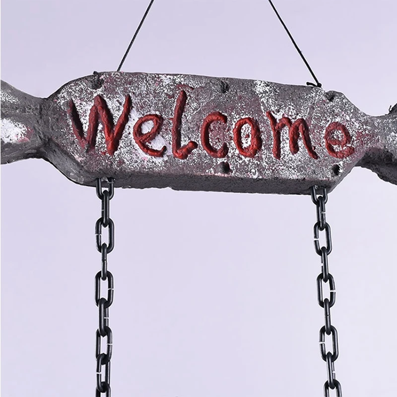 Halloween Hanging Skull Skeleton Ghost Bridegroom Bride Welcome Sign Tricky Toy Horror Haunted House Escape Halloween Prop