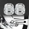 2xMotorcycle Front Axle Nut Covers Caps Aluminum Black/Chrome For Harley Sportster Touring Softail Dyna VRSC Fat Bob Wide Glide ► Photo 3/6