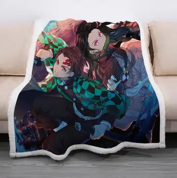 

3D Blanket Demon Slayer Fleece Cartoon Art Print Children Warm Bed Throw Blanket newborn bayby Blanket style-03