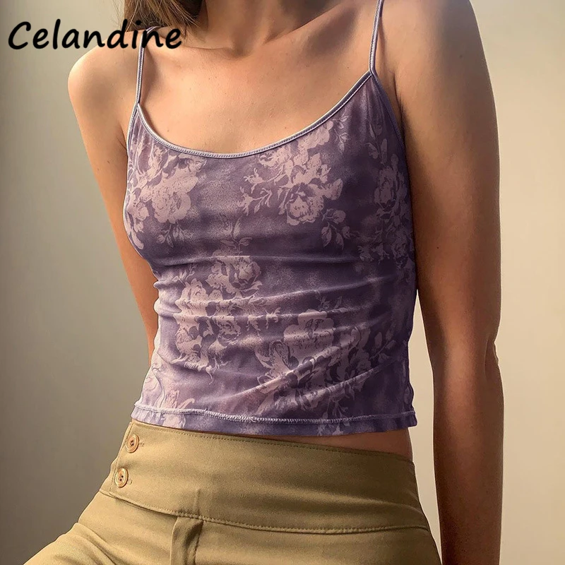 Повседневные шикарные сетчатые укороченные топы Celandine Y2K с цветочным принтом на