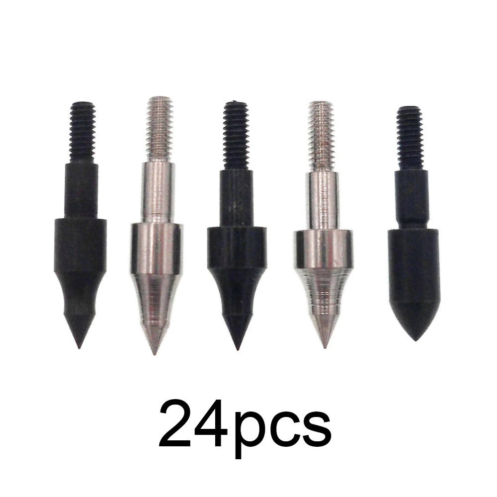 24pcs 100 Grain Field Points Arrow Heads Screw Insert Arrow Broadheads