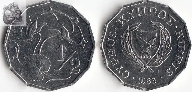 Cyprus 1/2 Cent Coins Old Edition Eu European Original Coin New | Дом и сад
