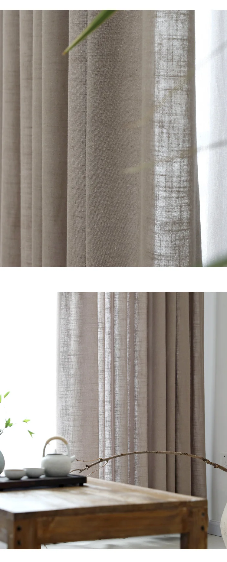 Modern cotton linen curtain yarn semi shading curtain yarn plain balcony curtain yarn custom living room yarn decoration curtain