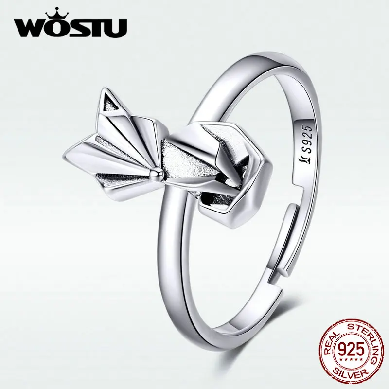 WOSTU, 925 пробы, серебряное кольцо в виде лисы, животных, Штабелируемый палец для женщин, обручальное, свадебное, серебряное, 925, ювелирное изделие, BKR560