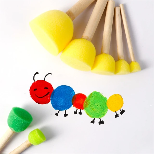 20pcs Round Sponges Brush Set Stencil Sponge Brushes DIY Painting Sponges  Children Drawing Craft Brushes with