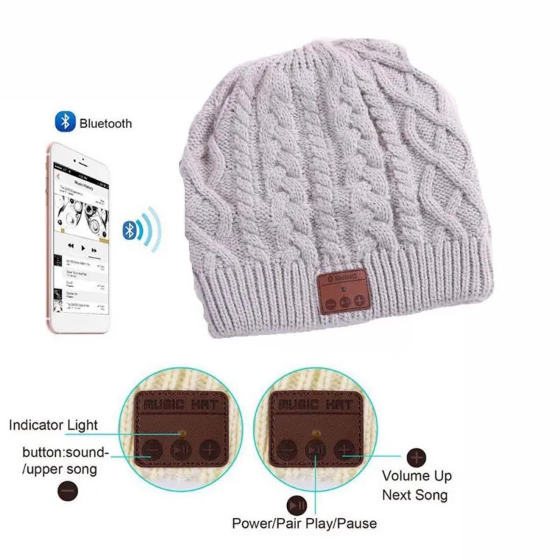 Зимняя шапка бини Bluetooth 5,0 Наушники Умная музыкальная Кепка стерео динамик W/микрофон для мужчин и женщин