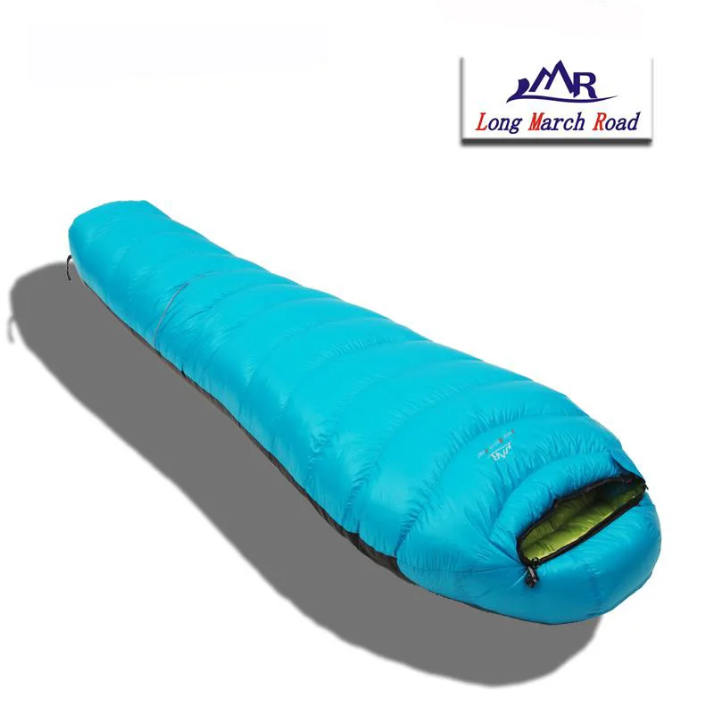 LMR стиль белый гусиный пух 600 г/800 г/1000 г/1200 г заполнение сплайсинга конверт Взрослый водонепроницаемый спальный мешок - Цвет: 1200g Lake blue