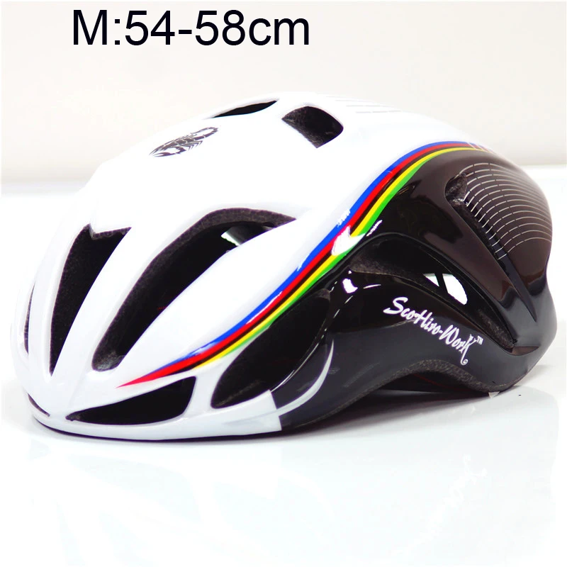 swwhiteblkrainbow M Взрослый чехол для велосипедного шлема cascos ciclismo mtb Capaceta Bicicleta дорожный велосипедный шлем Casco bici велосипедный шлем - Цвет: swwhiteblkrainbow M