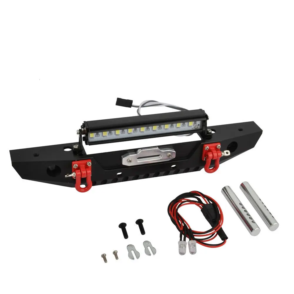 

1/10 Rc Car Metal Alloy Front Bumper & LED Light for TRX-4 TRX4 Axial Scx10-ll RC Front Bumper Accessories