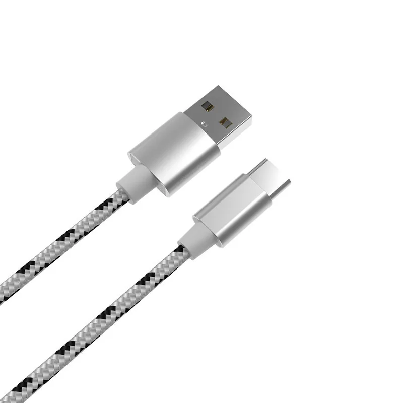 Нейлоновый Кабель Micro-USB в оплетке, 1 м/2 м/3 м, USB кабель для зарядки и синхронизации данных, для планшетов, Android, USB, кабели для телефонов - Цвет: Silver Micro USB