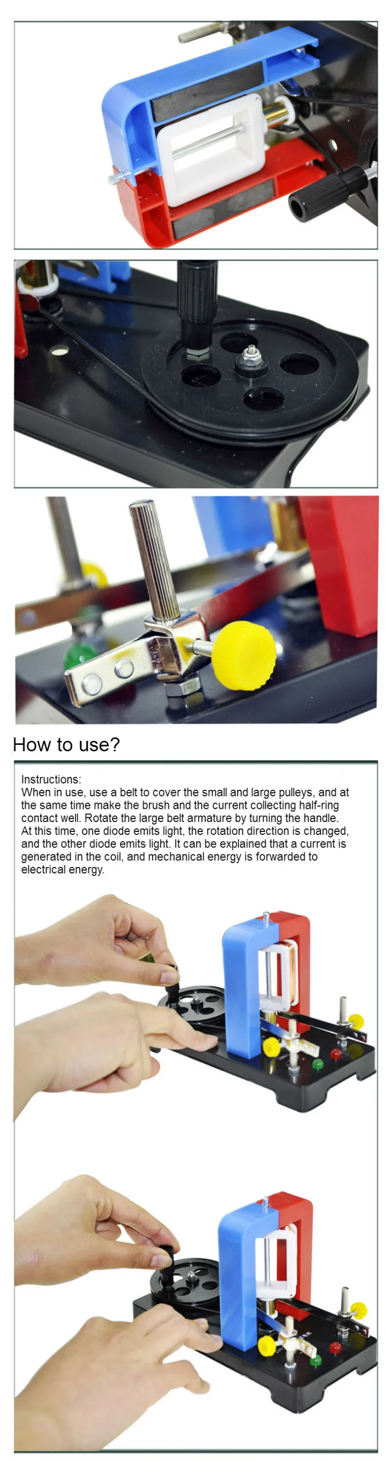 Hand-cranked DC Generator Model Science Physics Electromagnetism Faraday Experimental Equipment For Primary& Junior School