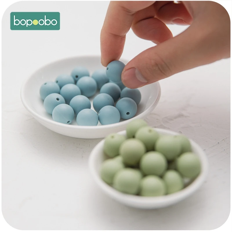 Bopoobo 12/15/20mm 10pc Silicone Beads Food Grade Baby Teething Beads DIY Nursing Bracelet Silicone Tiny Rod DIY Baby Teether 3