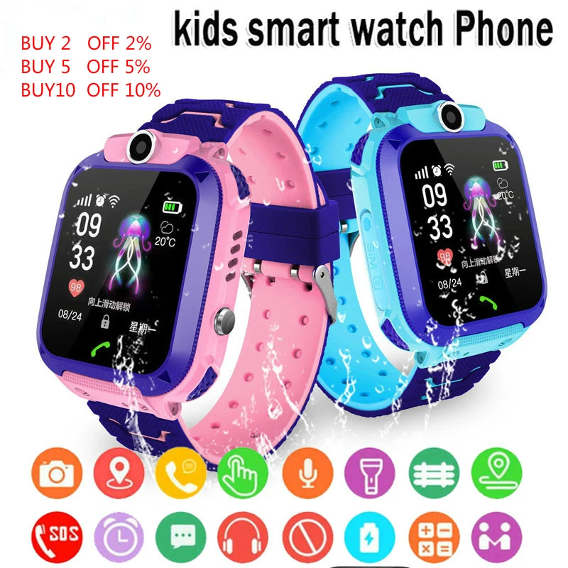 Q12 Children's Smart Watch SOS Phone Watch Smartwatch For Kids With Sim Card Photo Waterproof IP67 Kids Gift For IOS Android