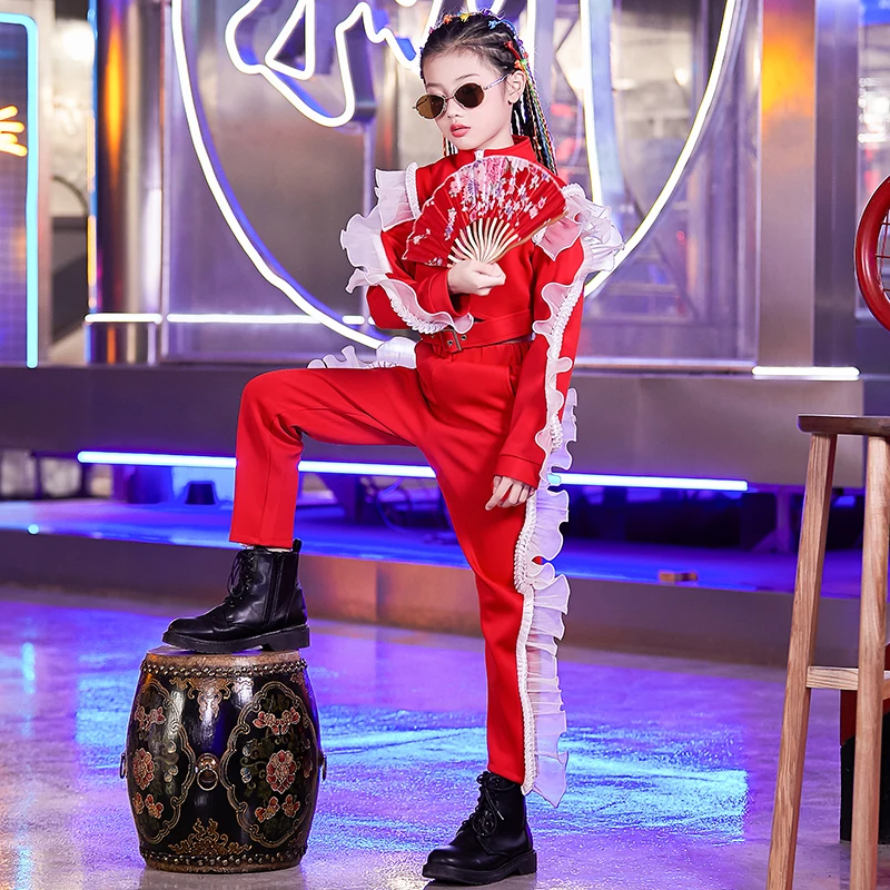Top And Pant Детская одежда для выступлений в стиле хип-хоп на год костюм для джазовых танцев для девочек модная праздничная одежда для прогулок Рождественская одежда l2998 - Цвет: Top And Pant