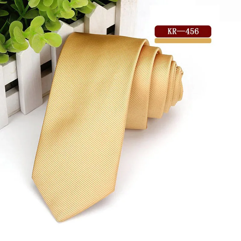 Мужские облегающие галстуки, полиэстер, шелк, узкий, 6 см, сплошной цвет, галстук для шеи, мужская тканая Свадебная вечеринка, Gravatas, узкий галстук, аксессуары - Цвет: KR-456