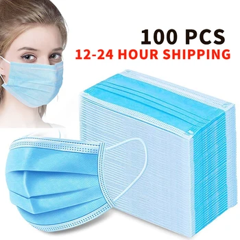 

10/50/100pcs Face Mask Disposable 3 Ply Mouth Mask Filter Non-wove Breathable Anti pollution dust Mondmasker Protective Masks