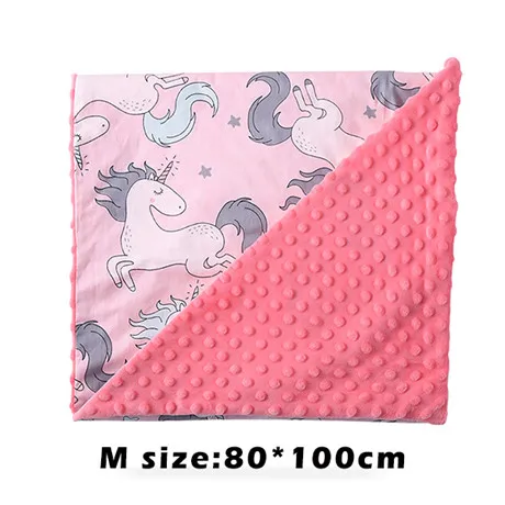 Pink sky horse M 1pc For Newborn Baby Soft Cotton Indoor Blanket Flannel Fleece Swaddling Cartoon Decoration Baby Bedding Blanket Stroller Wrap - Цвет: Pink sky horse M