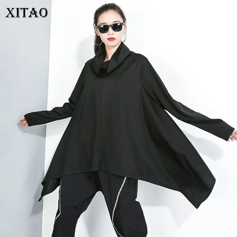 XITAO Tide необычная черная толстовка женская одежда модная свободная Водолазка с длинным рукавом GCC2675