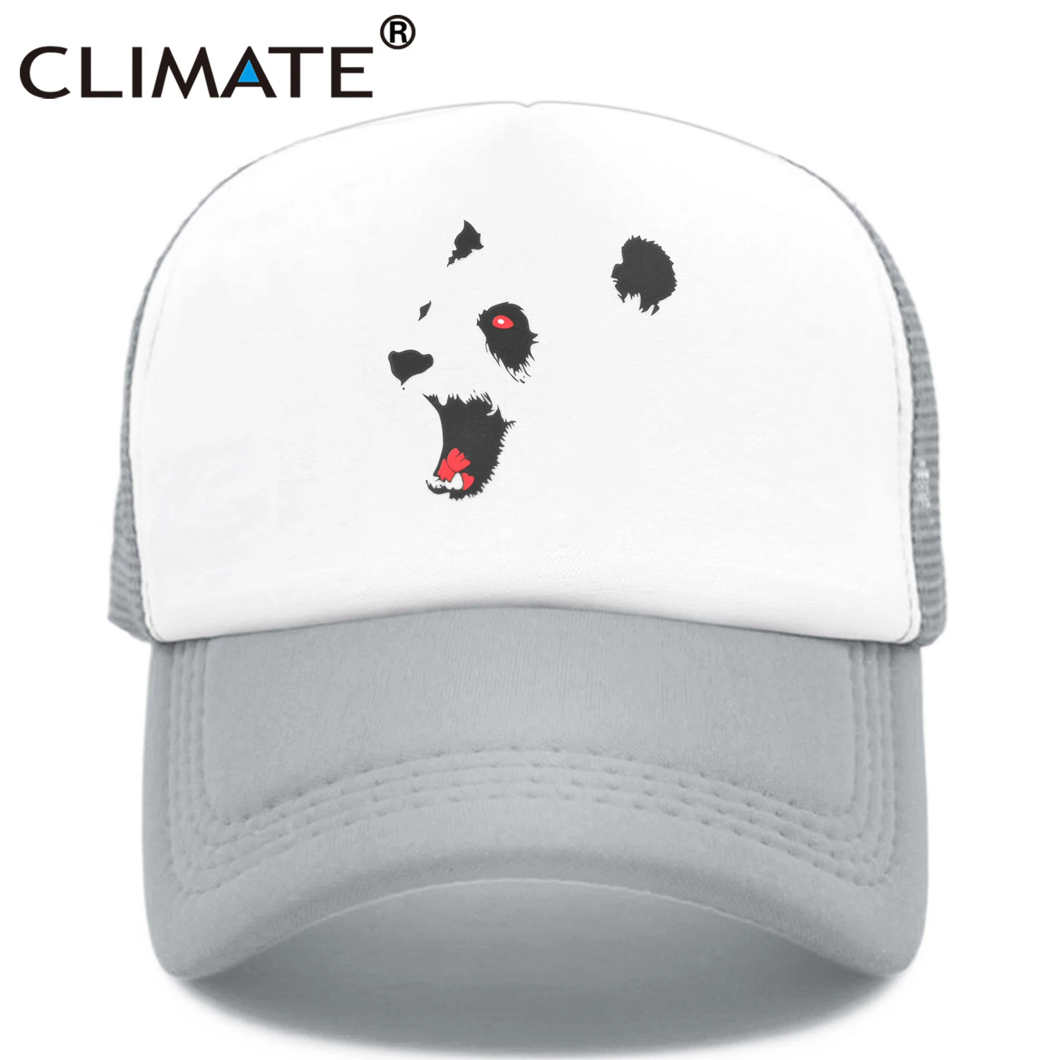 Климатическая Кепка с пандой крутая панда Кепка Дальнобойщика шляпа хип-хоп Черная кепка цветная сетчатая Бейсболка Шляпа Для Взрослых Подростков - Цвет: Серый