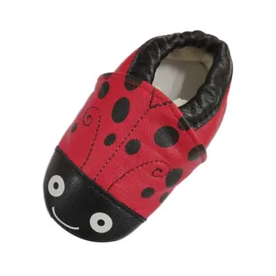 Red ladybug Детская обувь из мягкой натуральной кожи для маленьких мальчиков и девочек; нескользящие мокасины на мягкой подошве для младенцев; обувь для малышей - Цвет: Red ladybug