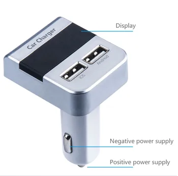 

2.1A Dual USB Car Charger 2 Port LCD Display 12-24V Cigarette Socket Lighter Fast Car Charger Power Adapter Car Styling Silver