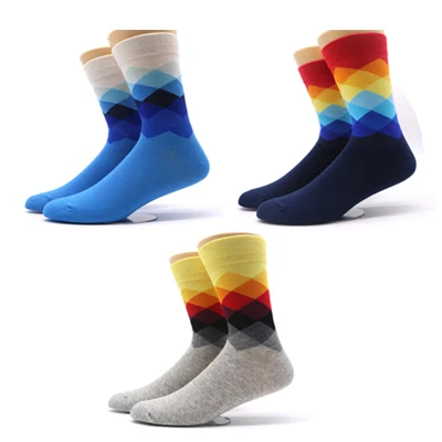 3pair Color 8 3 пары/партия, хип-носки, мужские длинные носки, модные мягкие хлопковые мужские носки с круглым вырезом, забавные цветные новые носки с принтом, повседневные носки - Цвет: 3pair Color 8