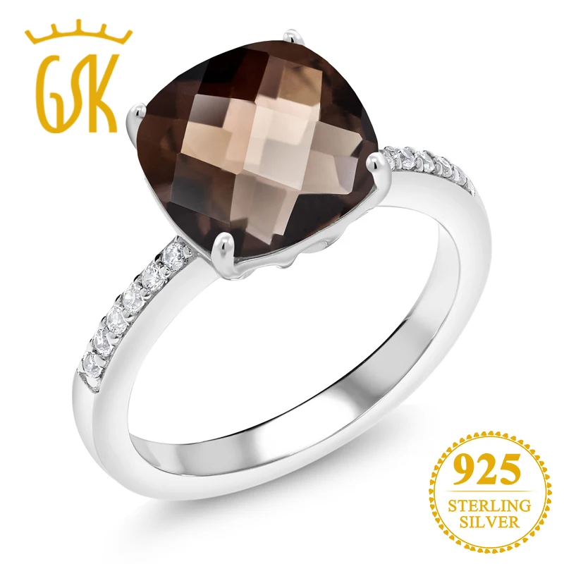 GemStoneKing 3 19 Ct подушка шахматная доска натуральный коричневый дымчатый кварц 925