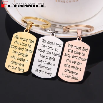 

FLYANGEL Fashion Keychain Engraved Thank The People Who Make A Difference In Our Life Key Holder For Thanksgiving Day Gift
