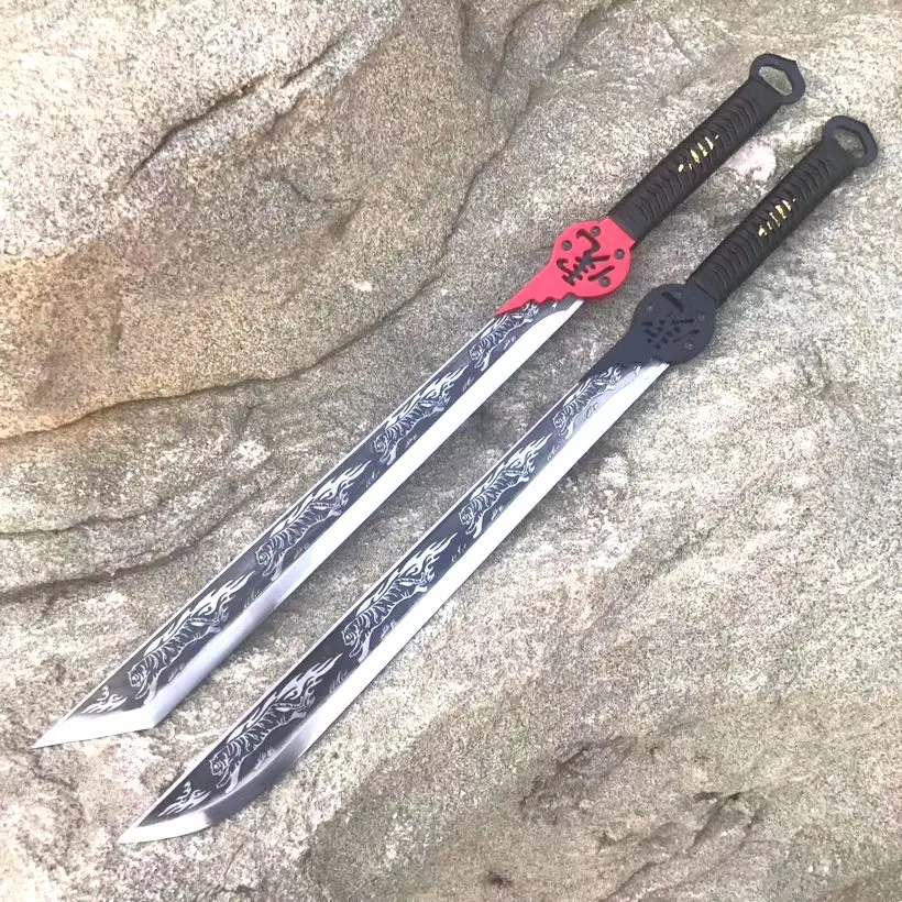 Handmade Red Broadsword Wushu Sword HRC60 manganese steel Blade Saber Tiger Dao