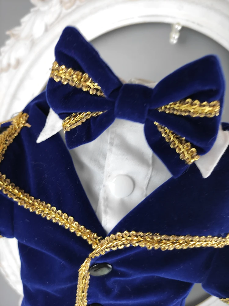 수제 빈티지 디자인 강아지 옷 애완동물 수트, 귀족 벨벳 턱시도 셔츠, 나비 넥타이, 이브닝 파티, 2 색 푸들, 말티즈 요크키