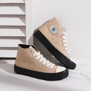 

2020 Ins High Quality Classic Women Canvas Shoes EURO High Top Flats Women Vulcanized Shoes Factory Outlet Female Casual Shoes